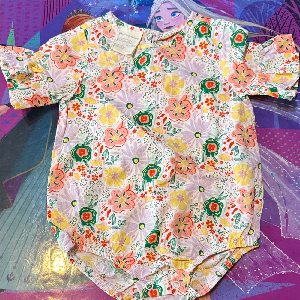 First Impressions Floral Kids Blouse - Pink, Orange, Green
